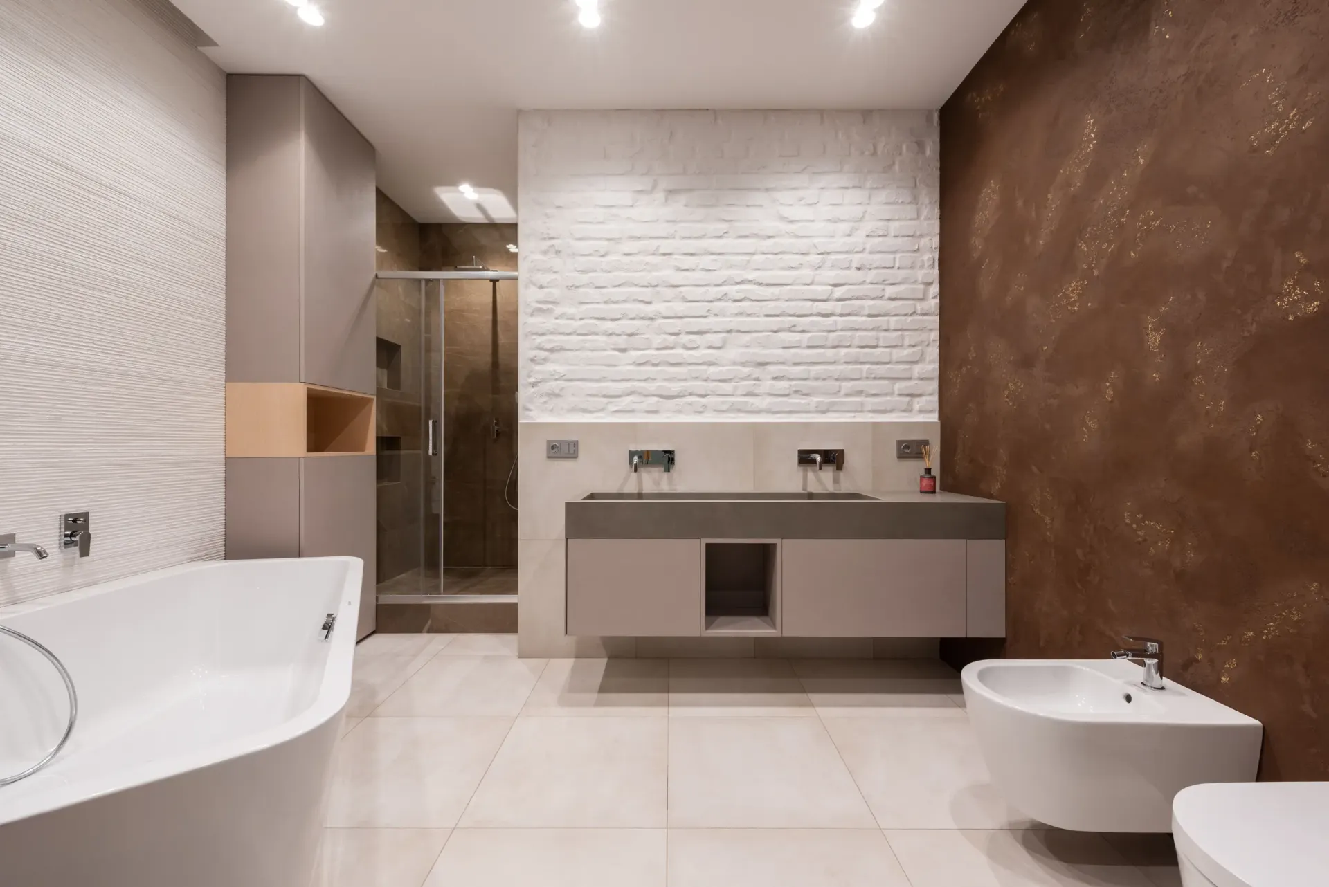 Modern bathroom vanity and finishes in BC by Pro Construction Group