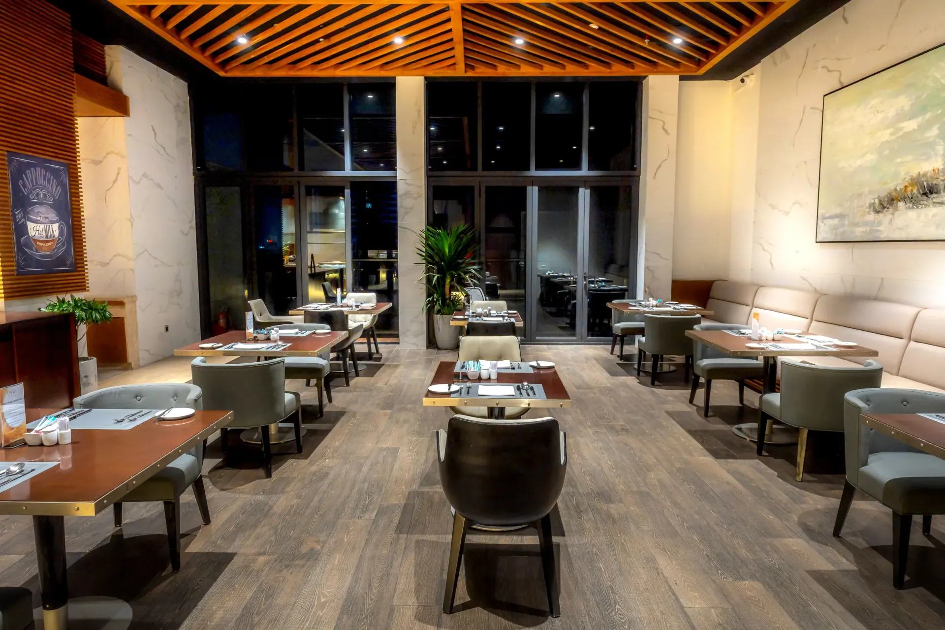 Modern restaurant interior in BC by Pro Construction Group